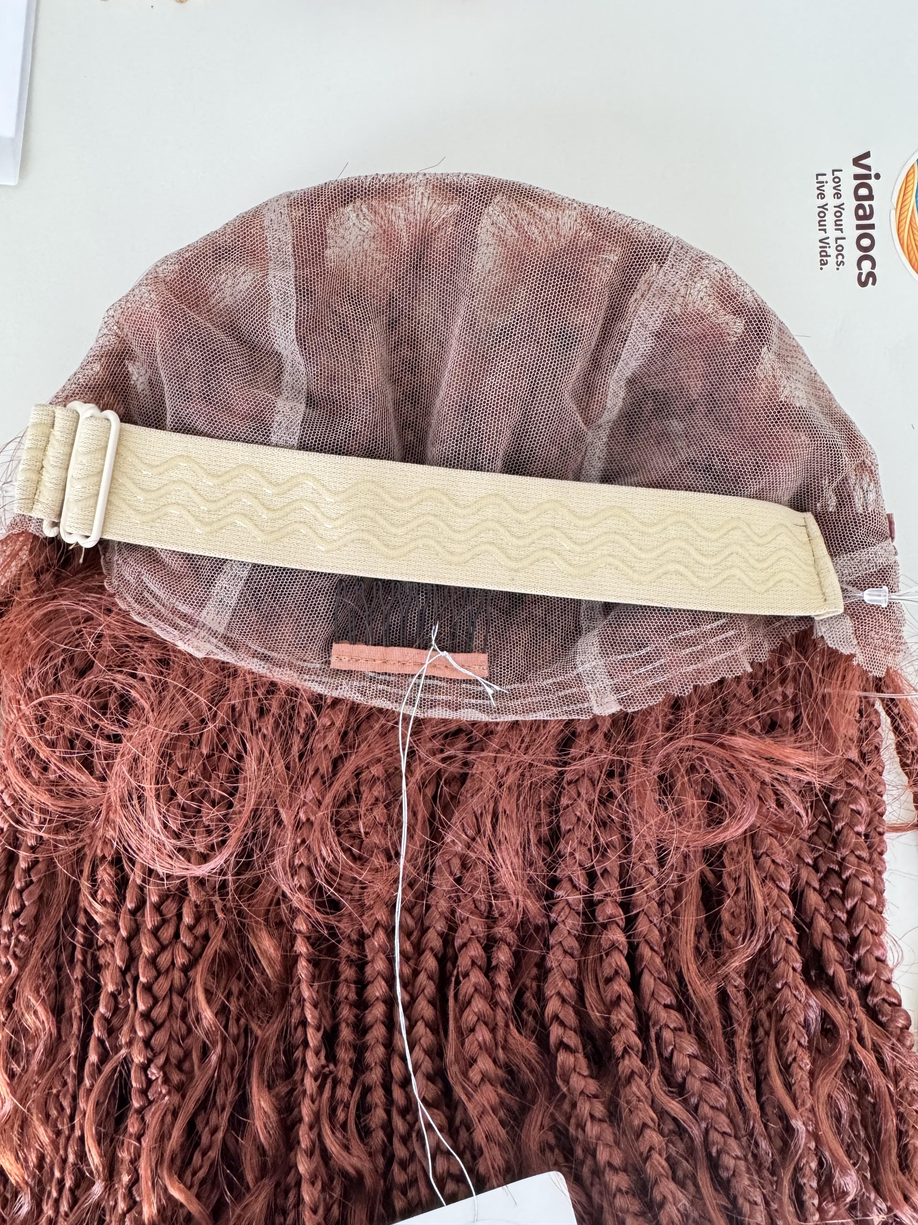 Vidalocs 36-Inch Reddish Brown Full HD Lace Boho Box Braids Wig