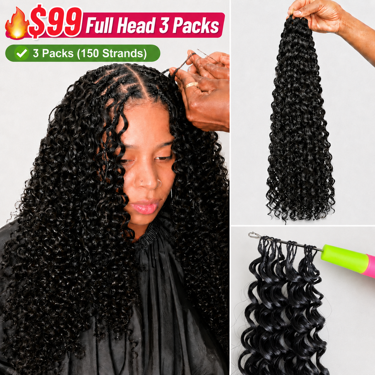Jerry Curly  Miracle Knots Crochet Hair Easy Install  for Boho Braid Styles