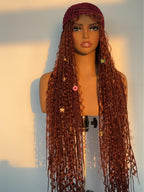 Vidalocs 36-Inch Reddish Brown Full HD Lace Boho Box Braids Wig