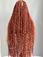 Vidalocs 36-Inch Reddish Brown Full HD Lace Boho Box Braids Wig